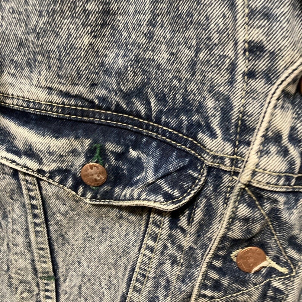 CODE BLEU Acid Wash Denim Jacket Distressed Blue Jean‎ Coat Men's Size S - Picture 4 of 12